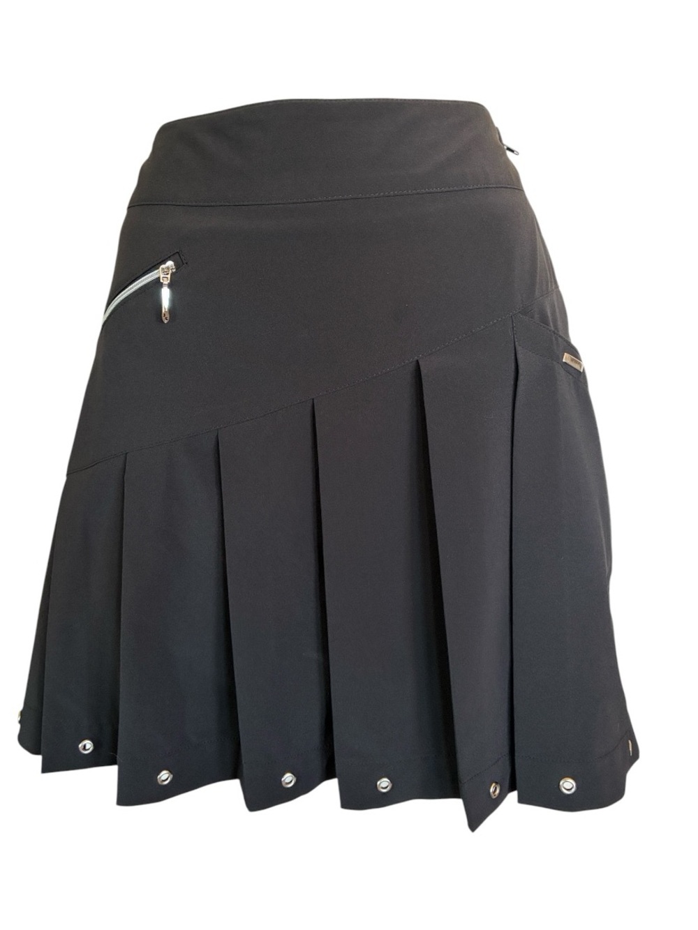 Jamie Sadock Skort Women's 4 Black Pleated Skirt with Shorts Accent Hardware EUC